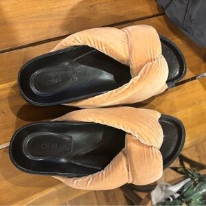 Chloe Peach Velvet and Black Sandals Women’s Size US 6/ EU 36